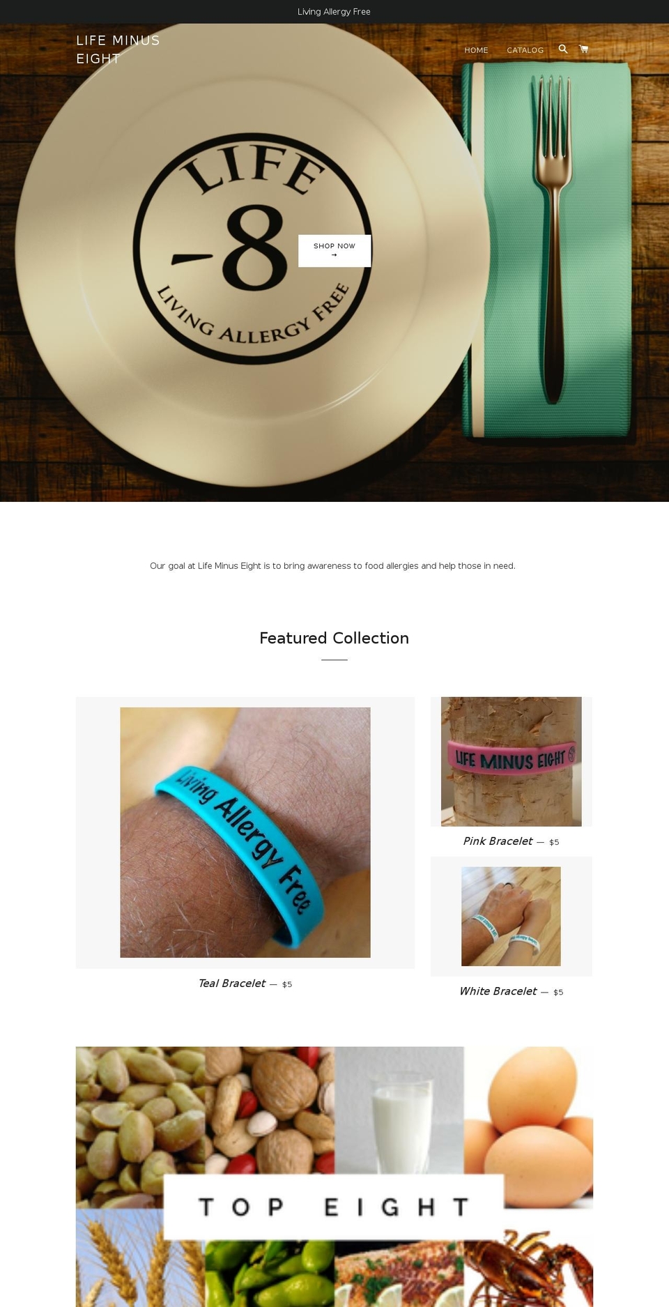 lifeminuseight.com — Shopify storefront screenshot
