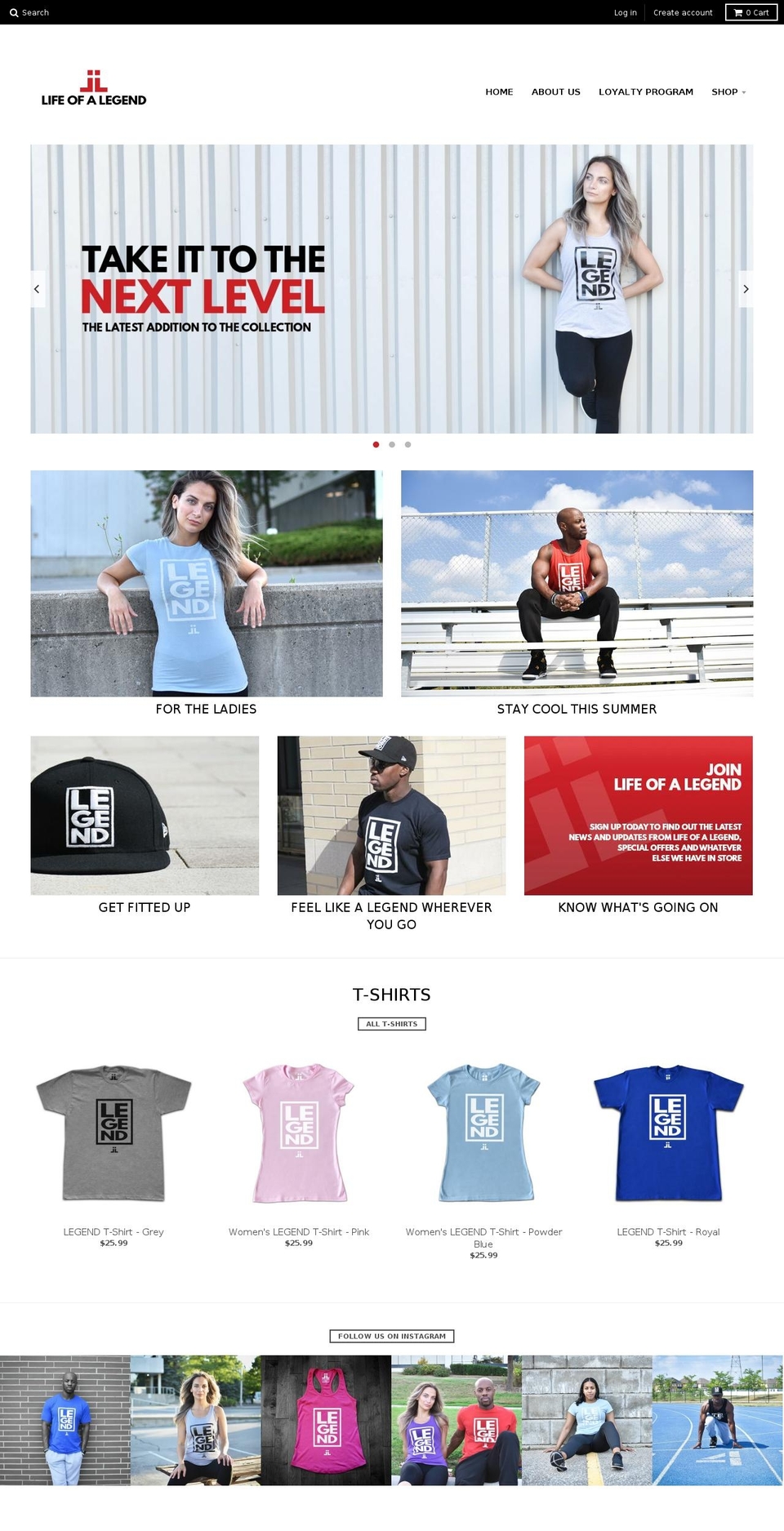 lifeofalegend.com — Shopify storefront screenshot