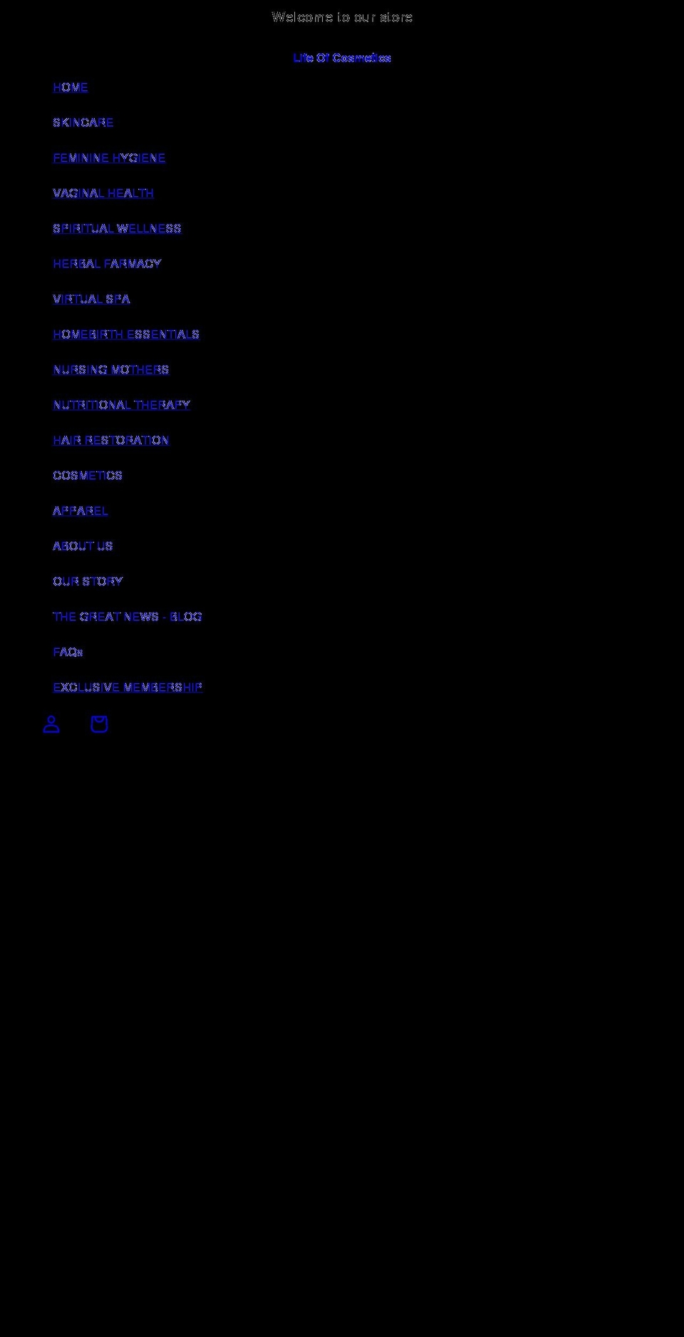lifeofcosmetics.com shopify website screenshot