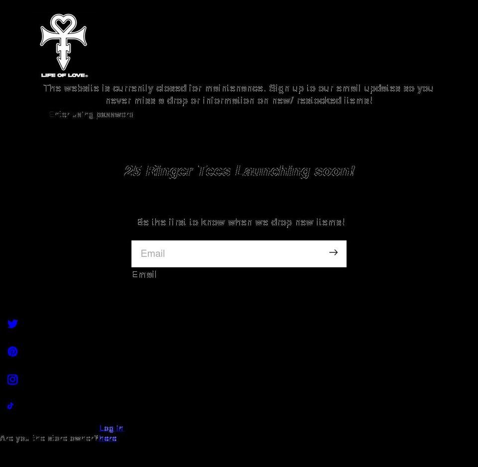 lifeoflove.us shopify website screenshot