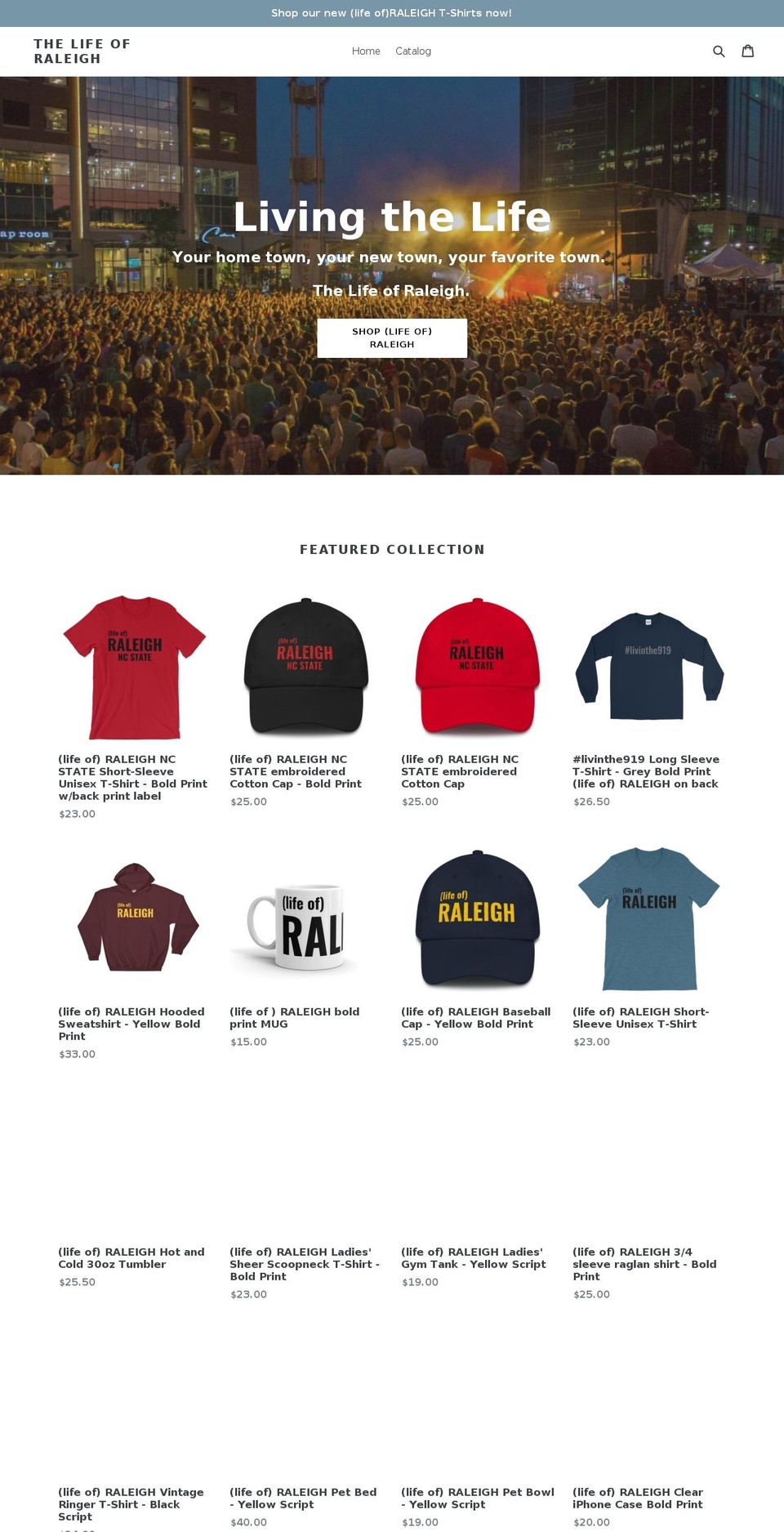 lifeofraleigh.com — Shopify storefront screenshot
