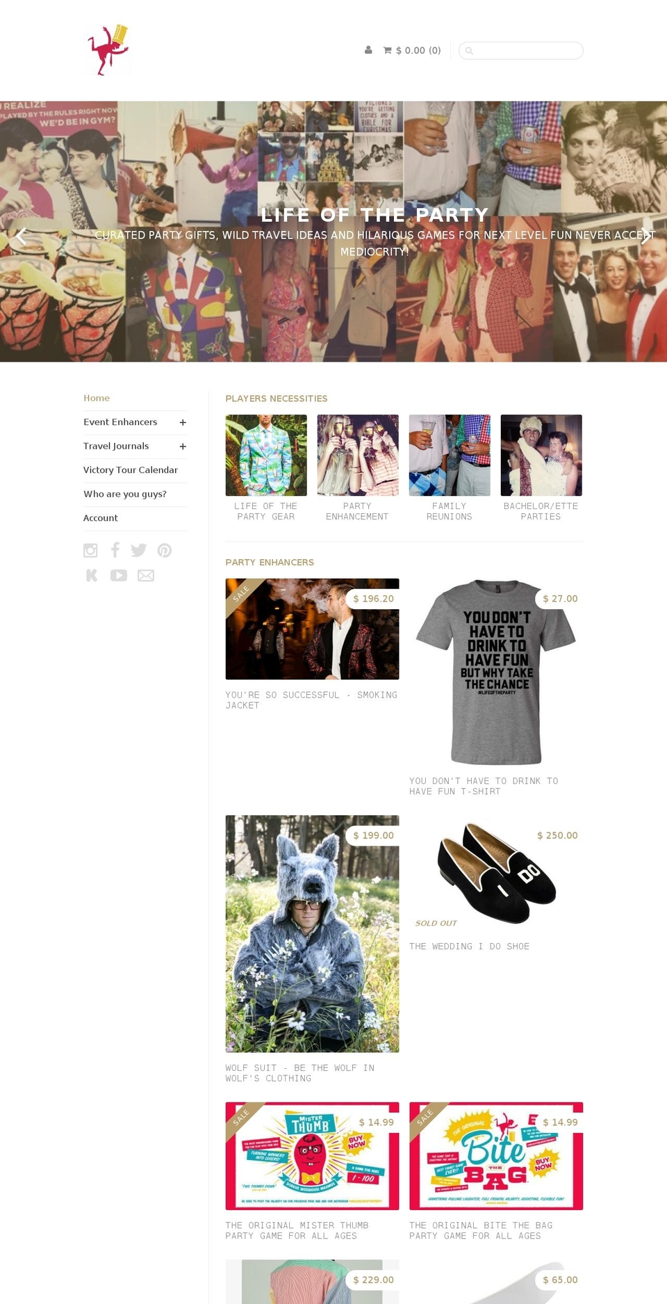 Sugar Shopify theme site example lifeoftheparty.net