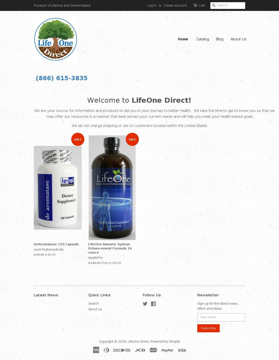 lifeonedirect.com shopify website screenshot