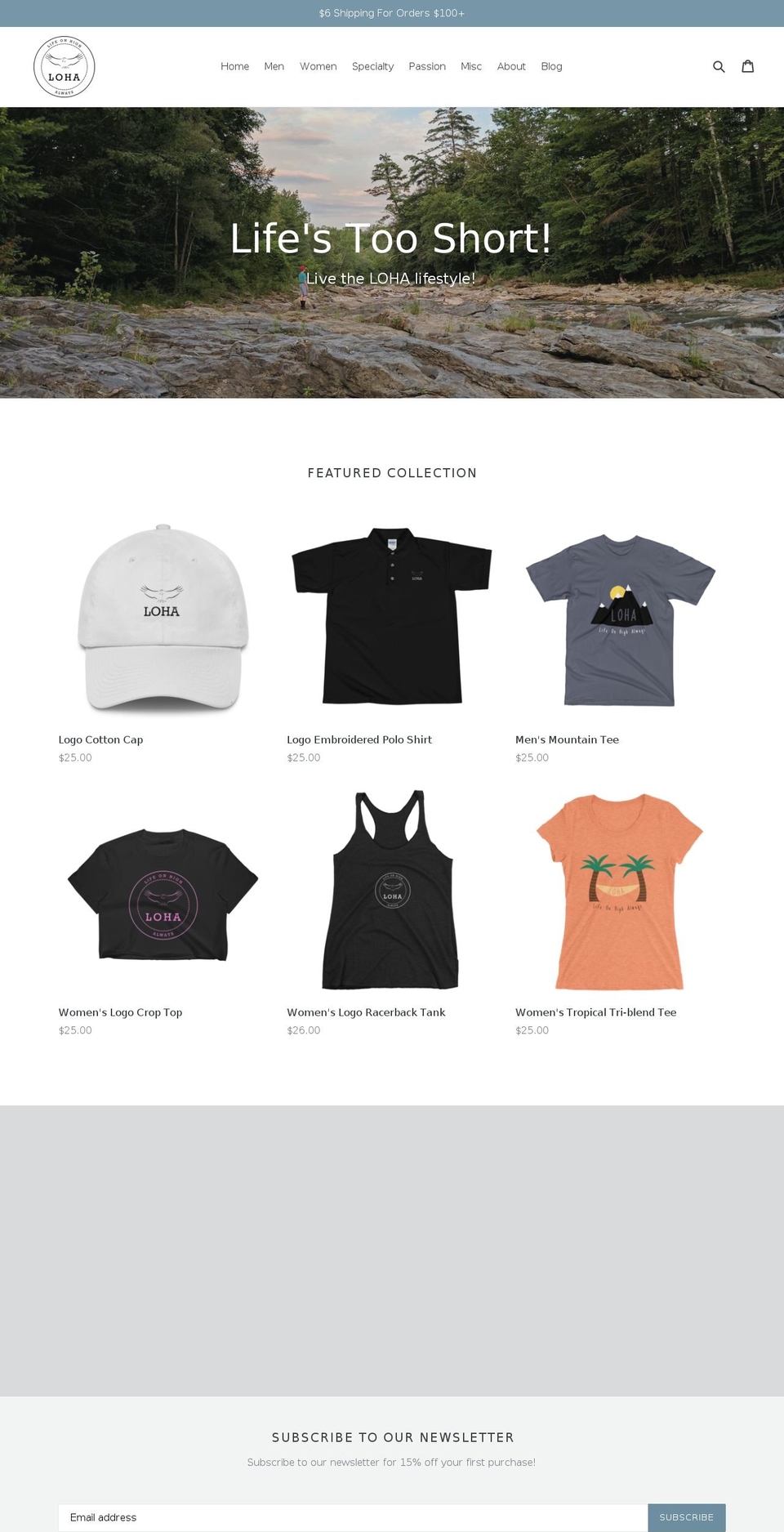 lifeonhighalways.com — Shopify storefront screenshot