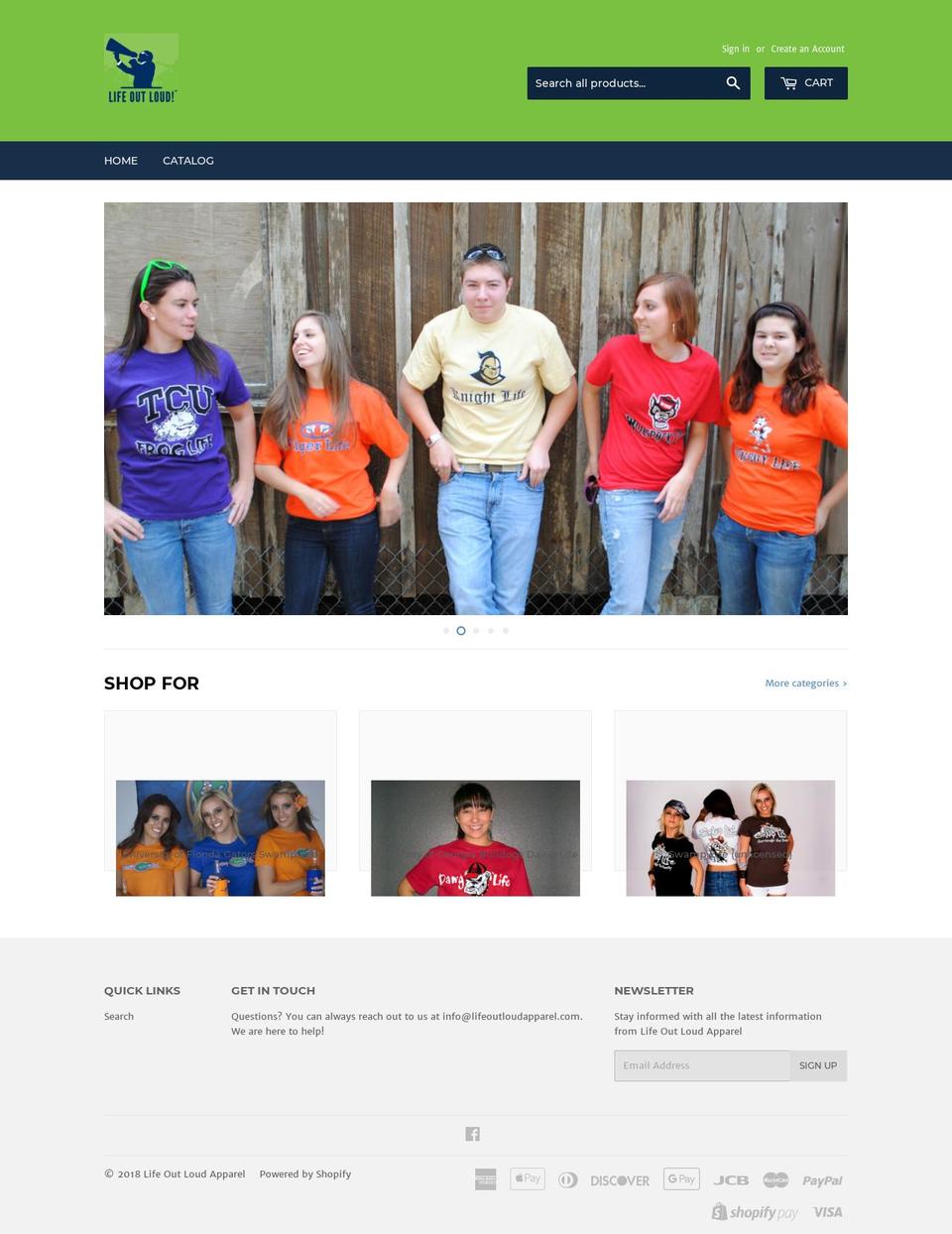 lifeoutloudapparel.com shopify website screenshot