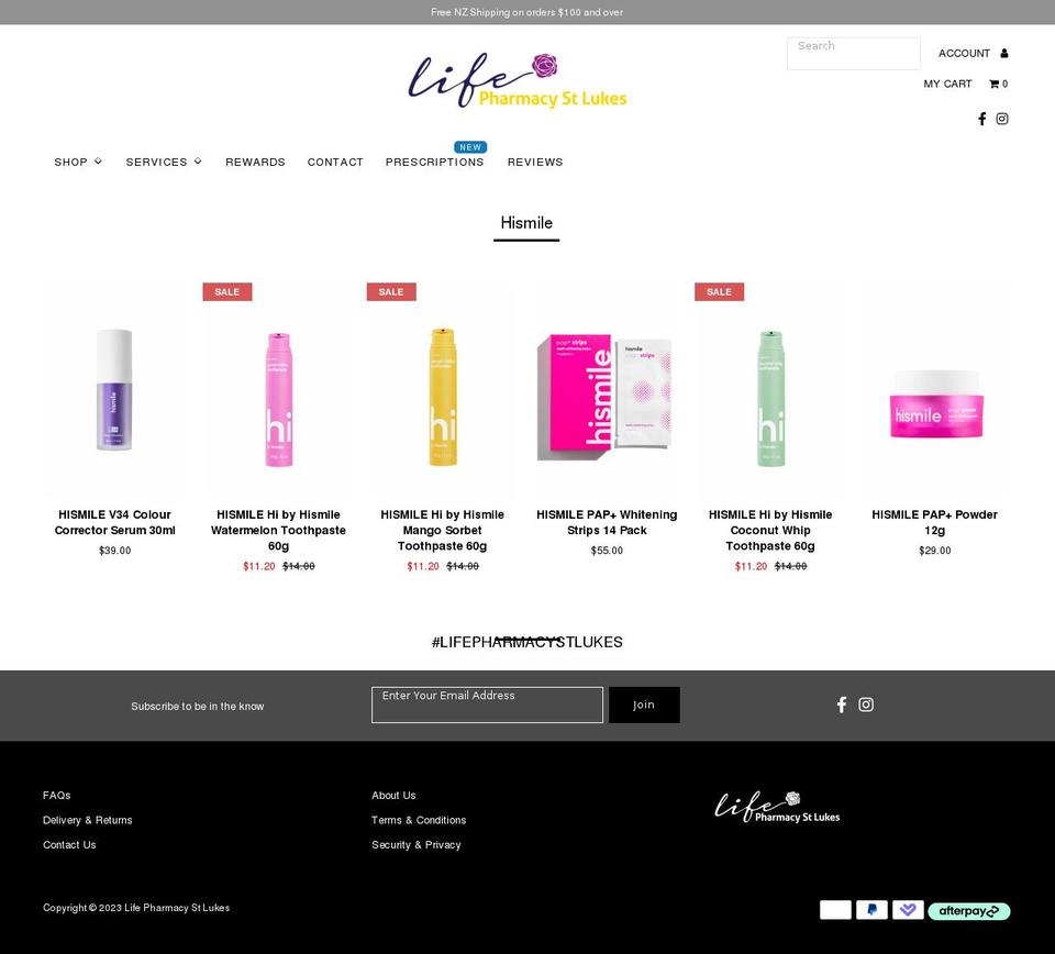 lifepharmacystlukes.co.nz shopify website screenshot