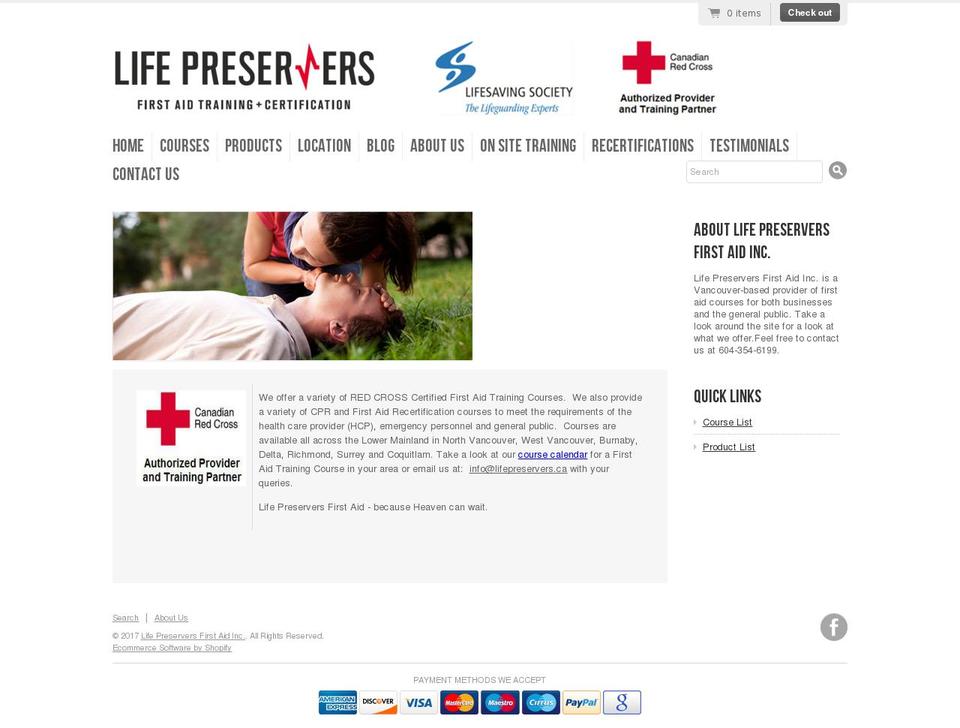 lifepreservers.ca shopify website screenshot