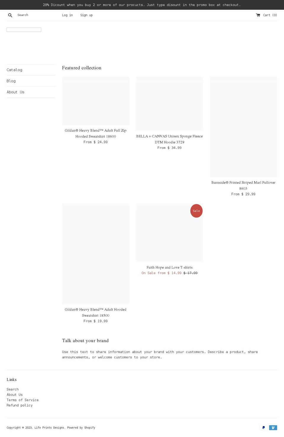 lifeprintsdesigns.com shopify website screenshot