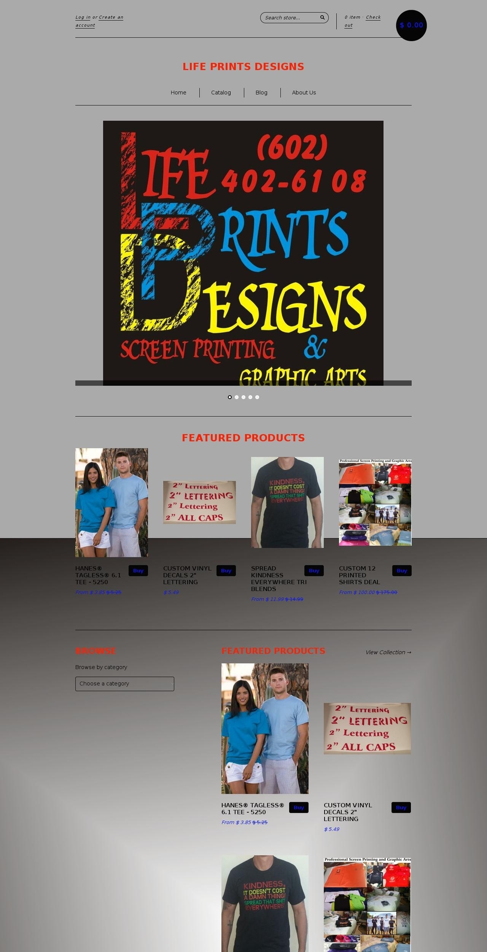 lifeprintsdesignsaz.com shopify website screenshot