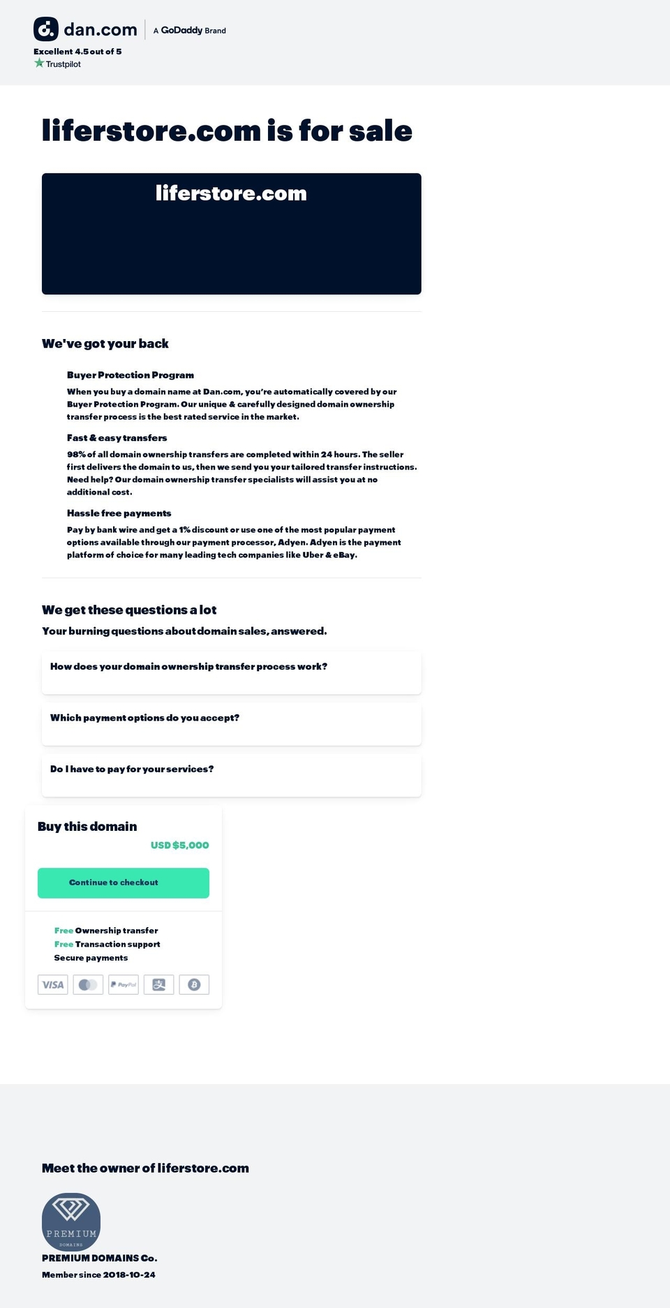 liferstore.com — Shopify storefront screenshot