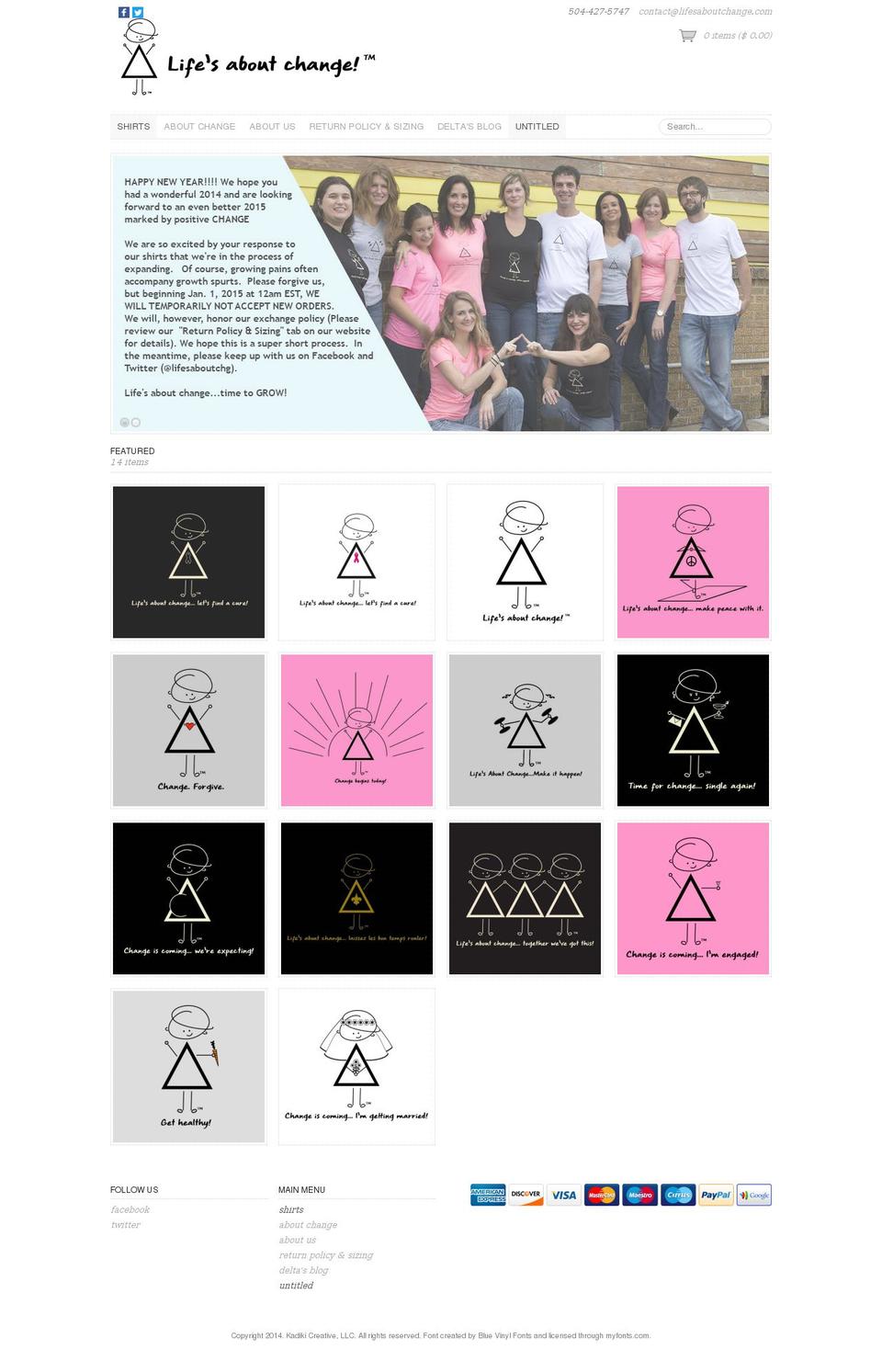 lifesaboutchange.com shopify website screenshot