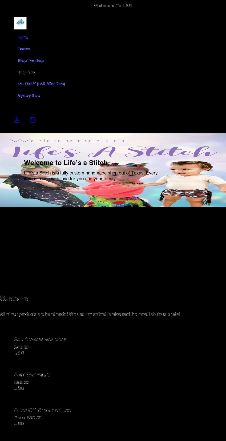 lifesastitch-boutique.com shopify website screenshot