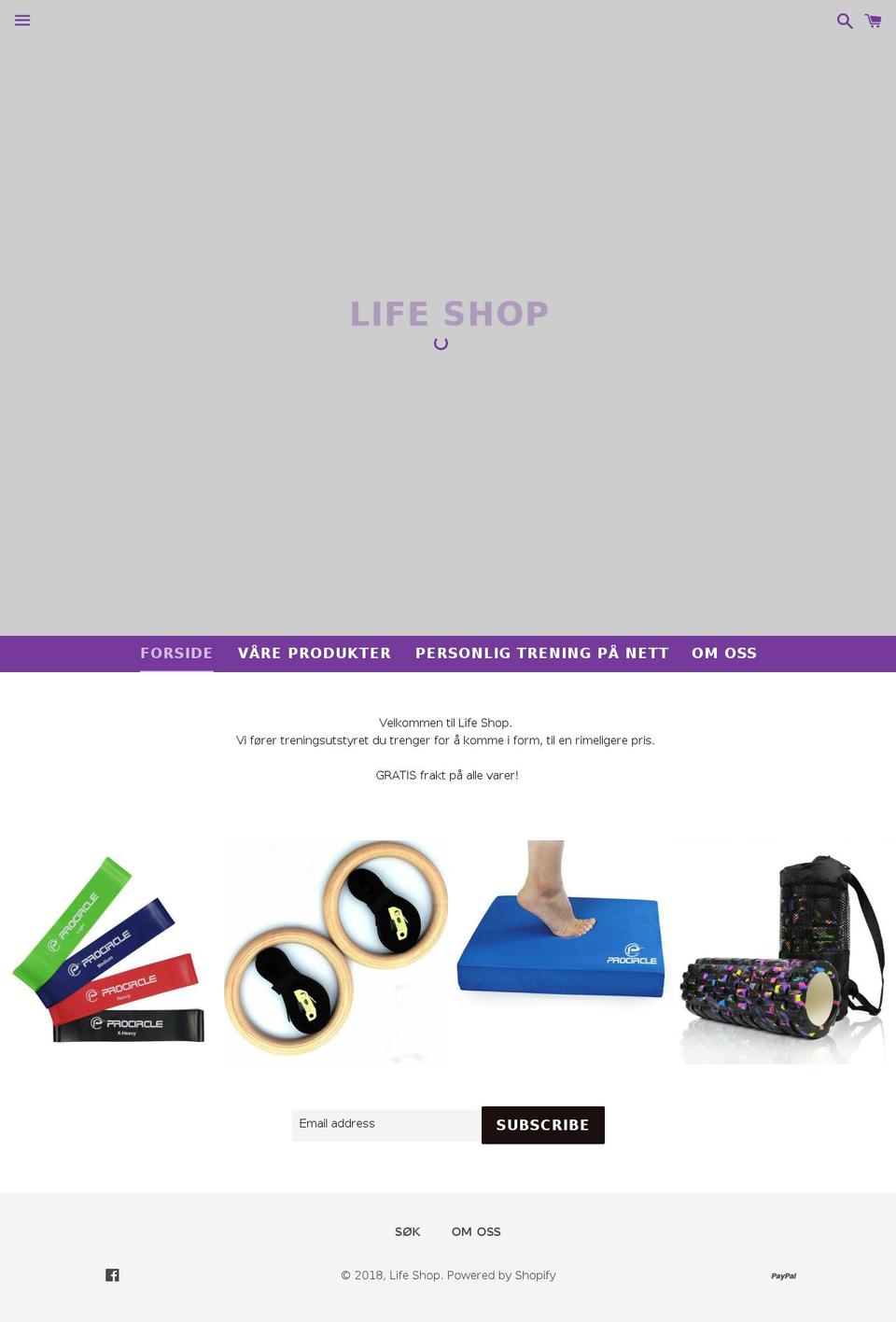 lifeshopnorge.com shopify website screenshot