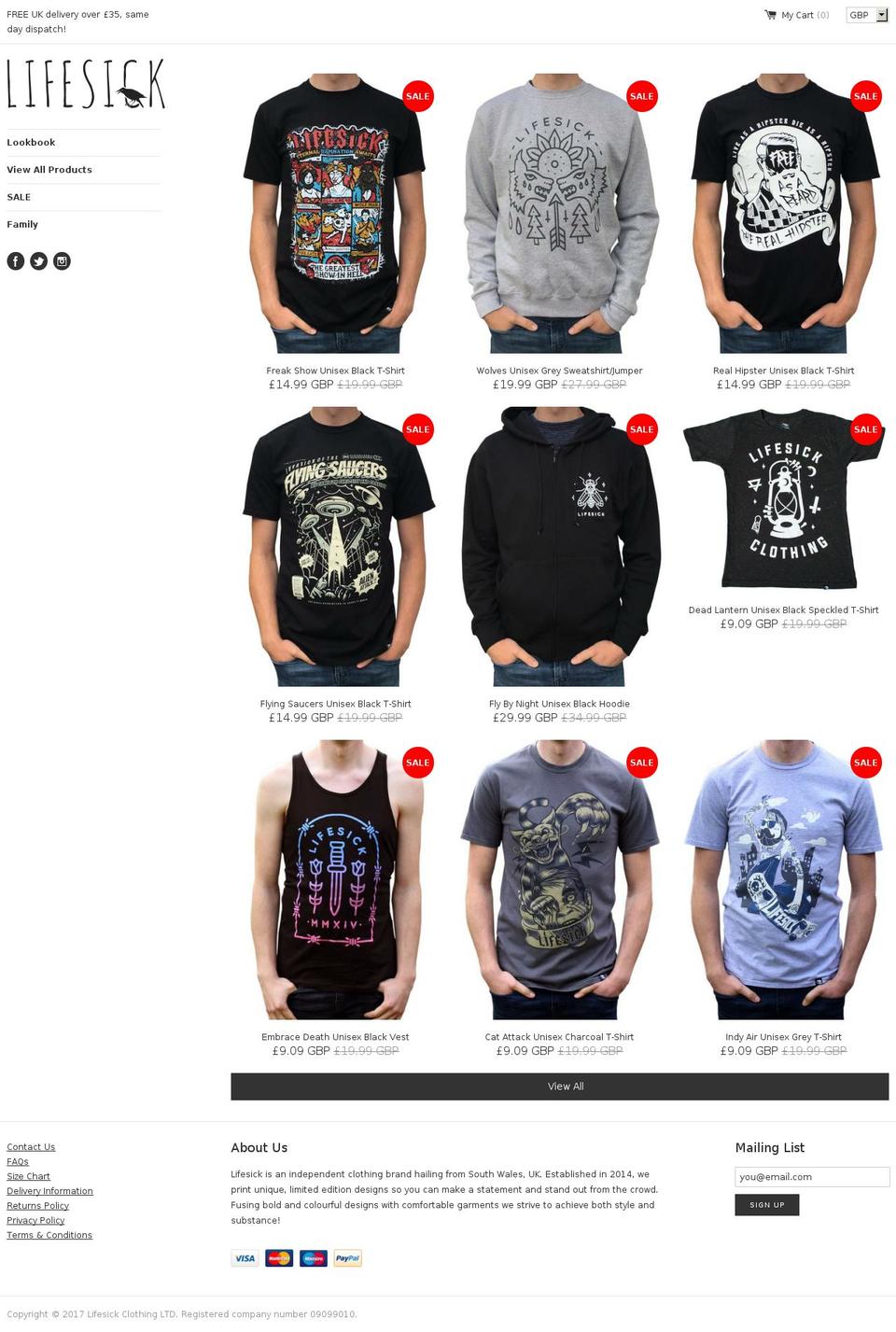 lifesick.com shopify website screenshot