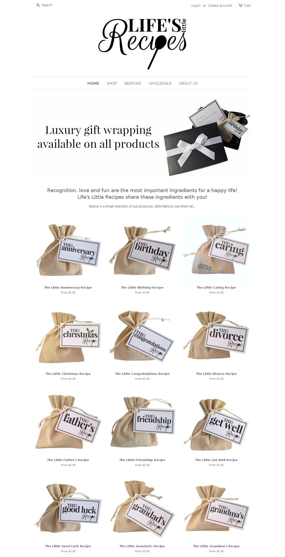lifeslittlerecipes.com — Shopify storefront screenshot