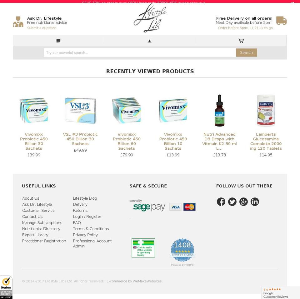 lifestyle-labs.eu shopify website screenshot