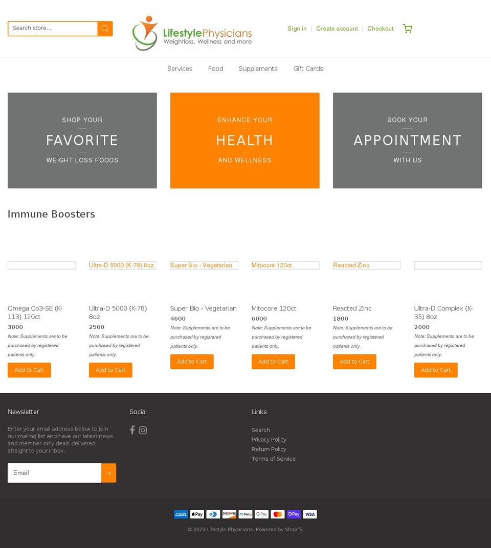 lifestyle-physicians.myshopify.com shopify website screenshot