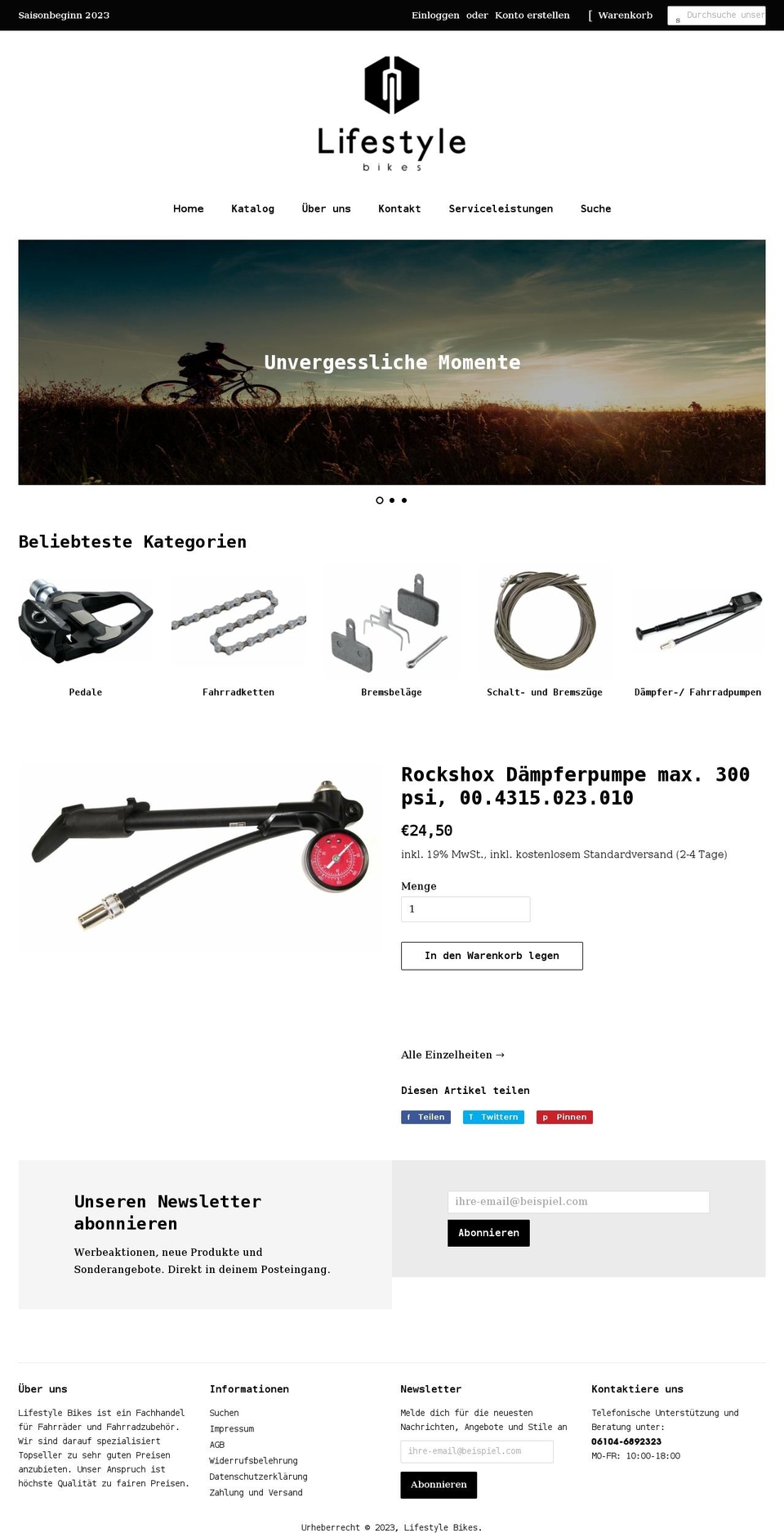 lifestylebikes.de shopify website screenshot