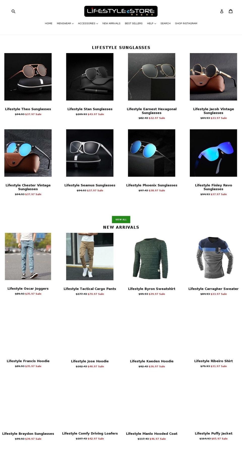 Custom of debut Shopify theme site example lifestyleestore.com
