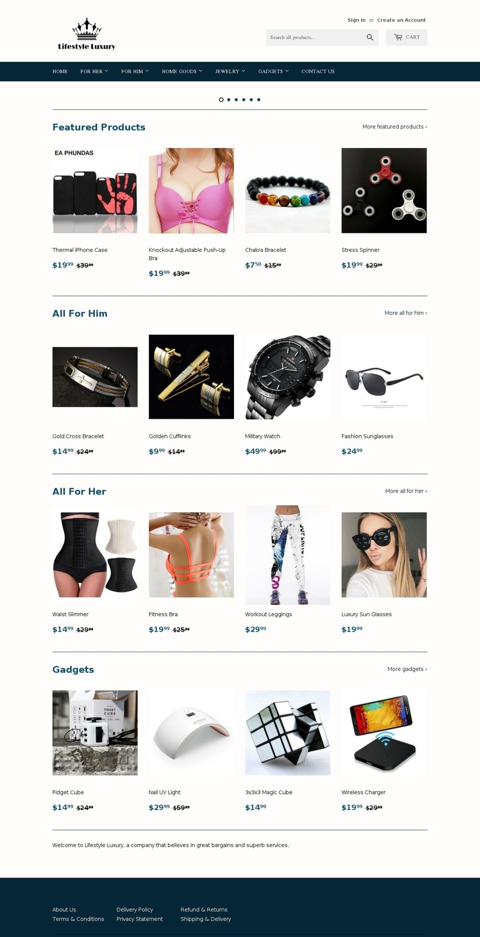 lifestyleluxury.store shopify website screenshot