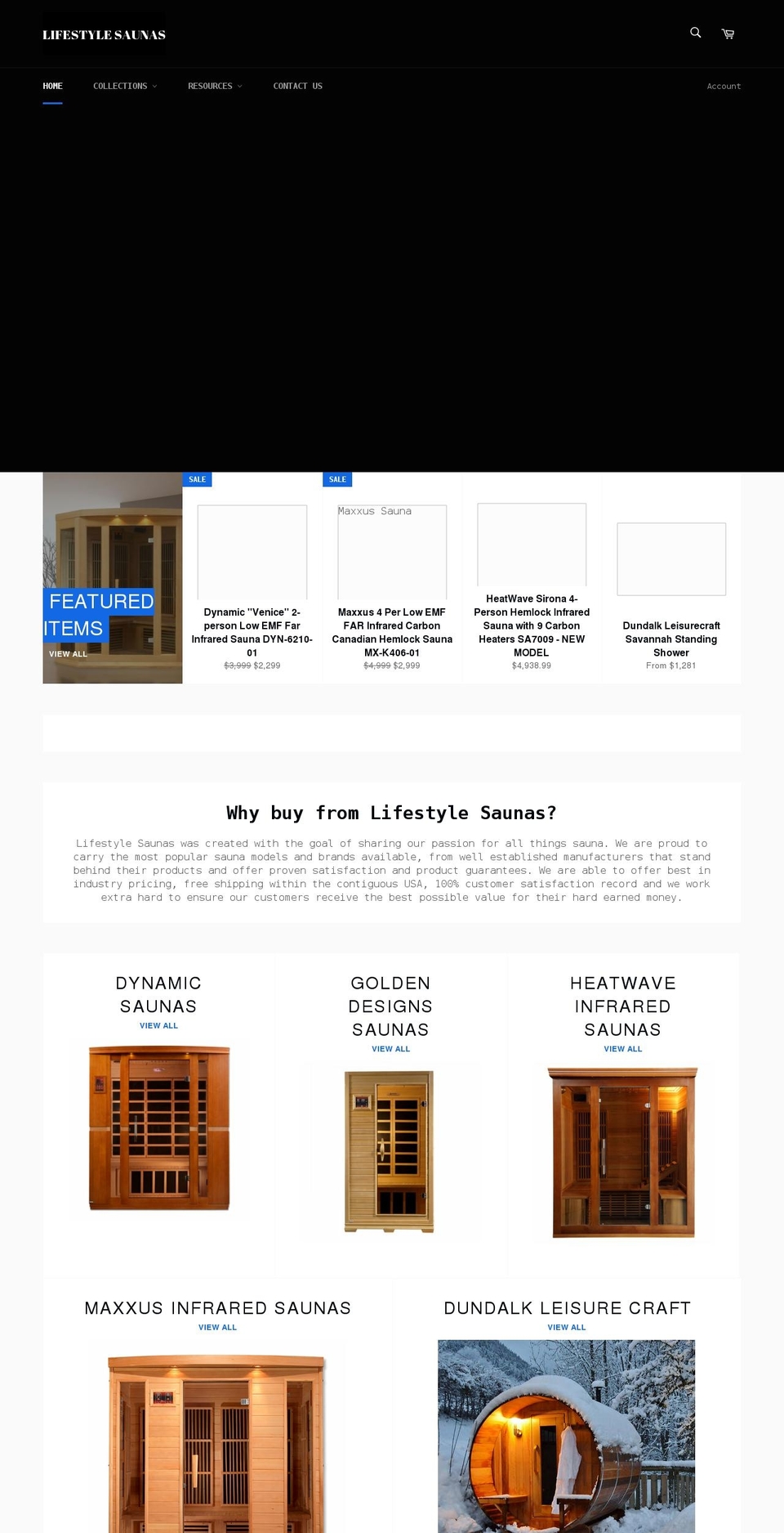 lifestylesaunas.com shopify website screenshot