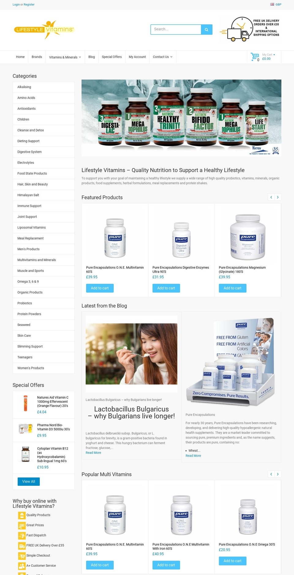 lifestylevitamins.co.uk shopify website screenshot