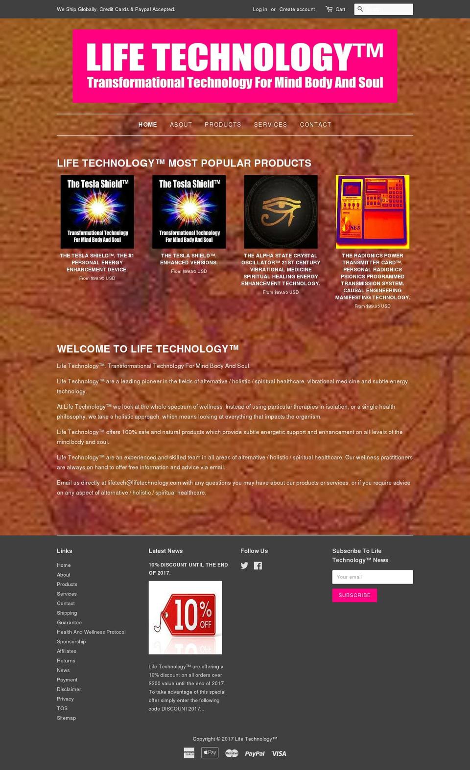 lifetechnology.com shopify website screenshot