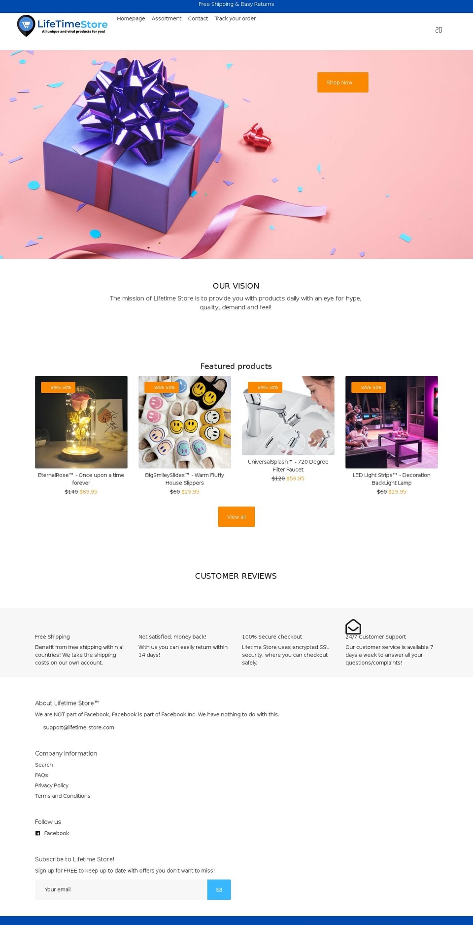lifetime-store.com shopify website screenshot