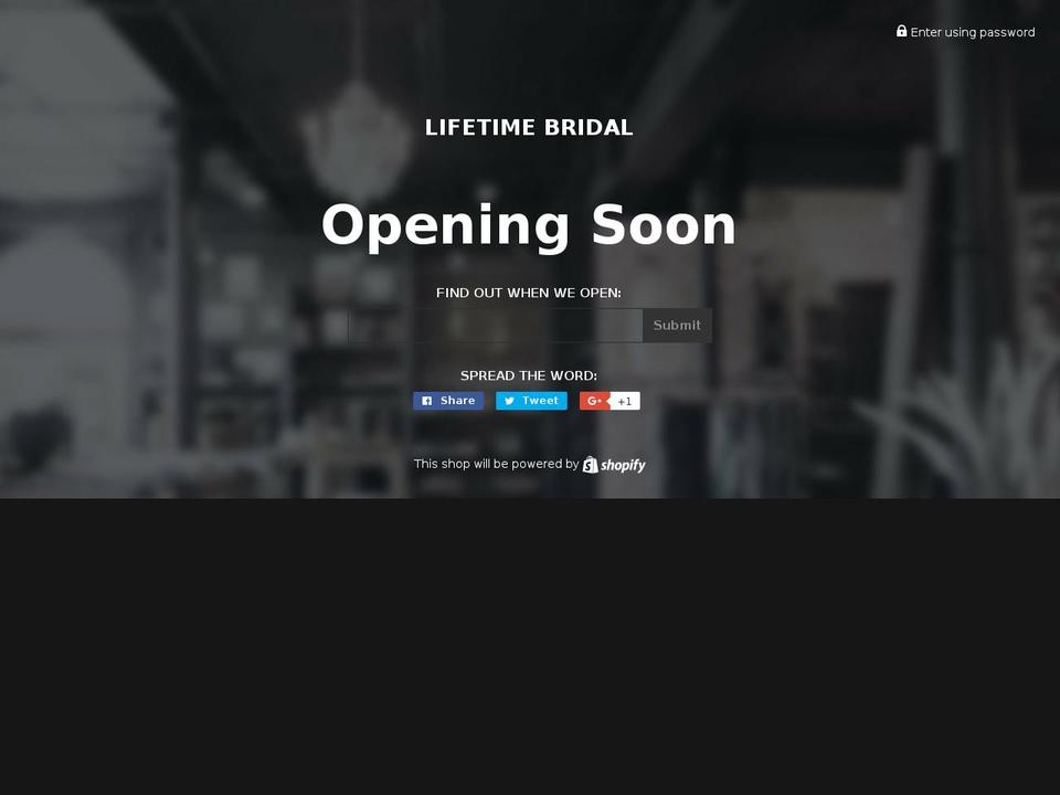 lifetimebridal.com — Shopify storefront screenshot
