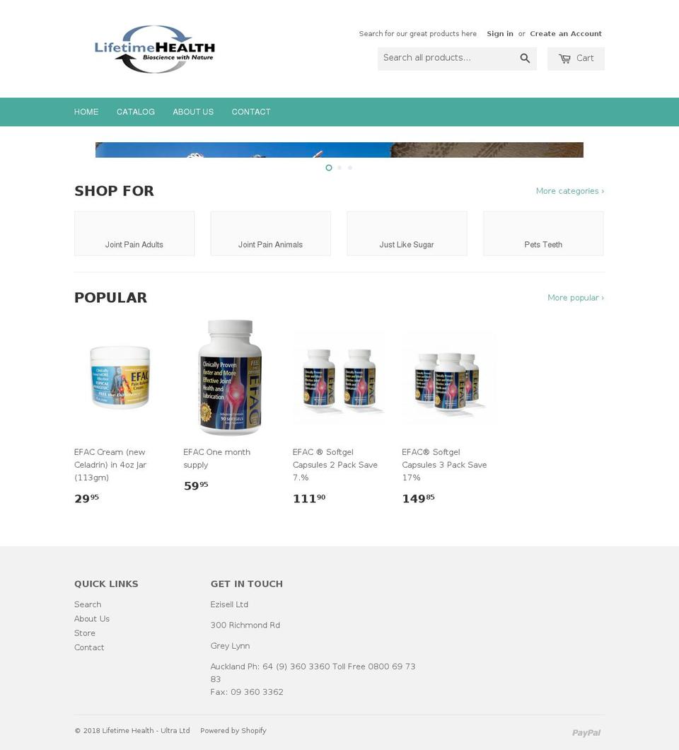 lifetimehealth.co.nz shopify website screenshot