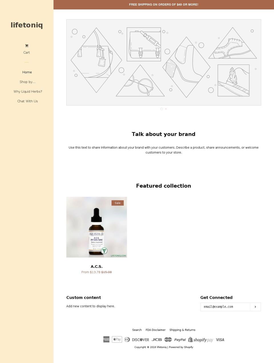 lifetoniq.com — Shopify storefront screenshot