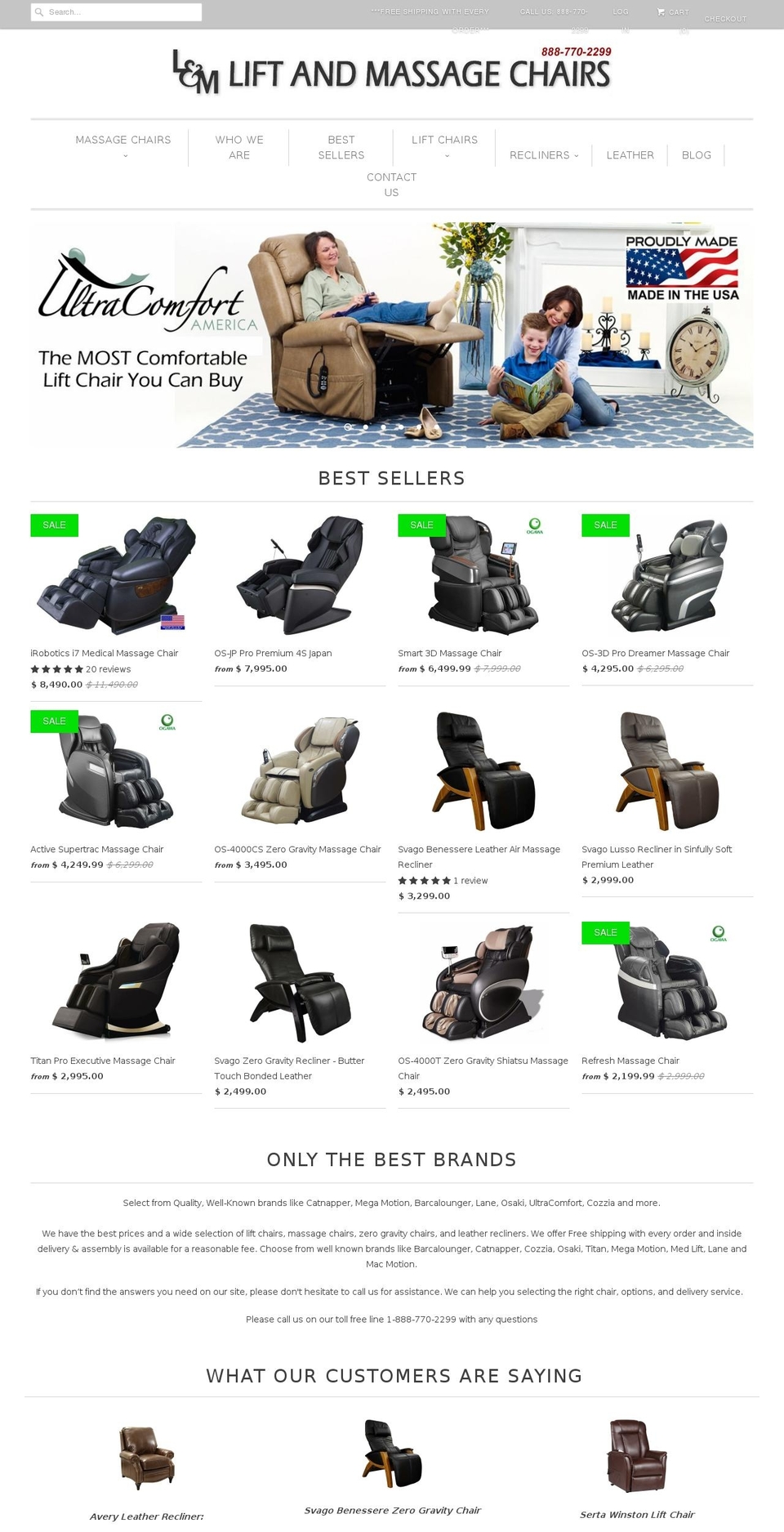 liftandmassagechairs.com shopify website screenshot
