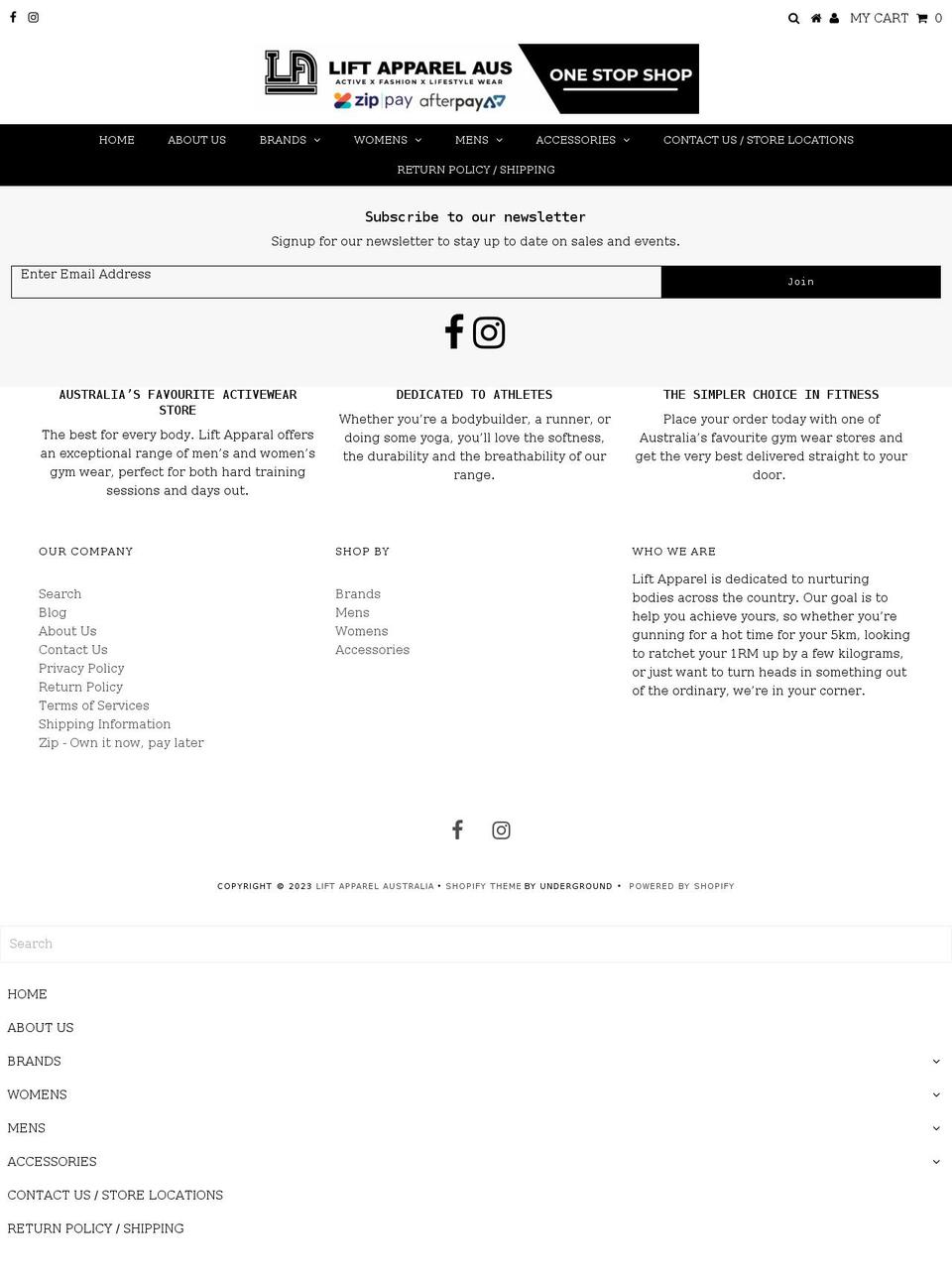 theme-- Shopify theme site example liftapparel.com.au