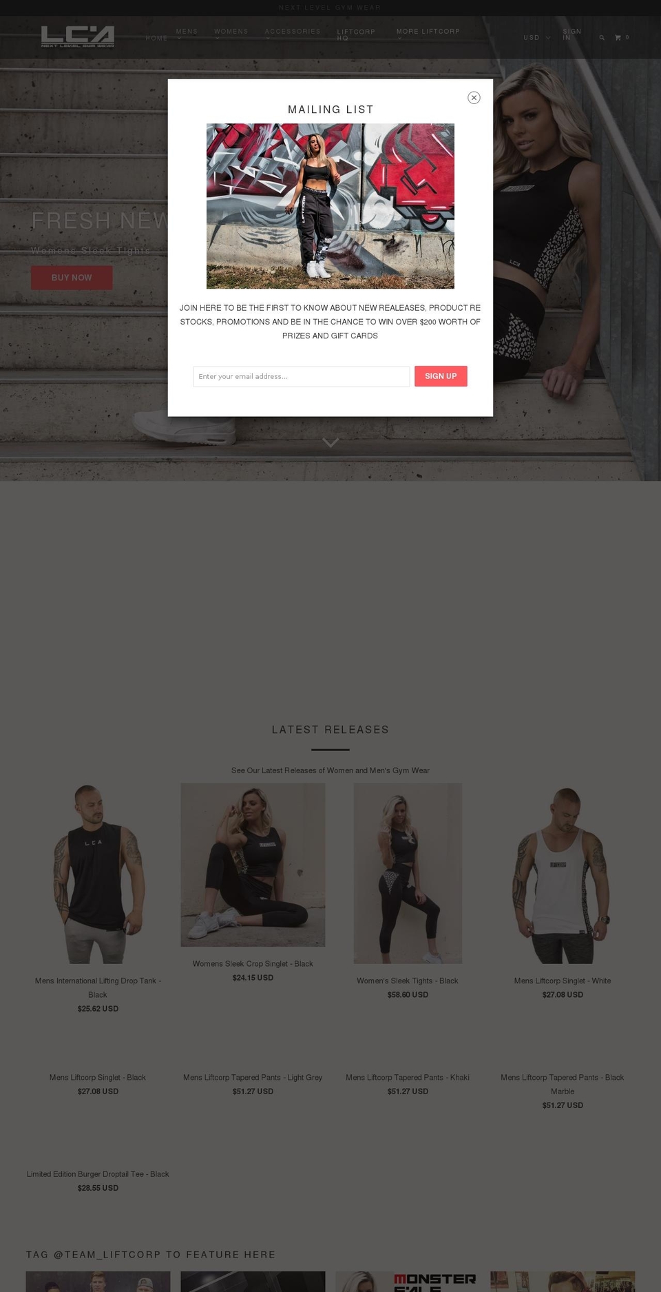 liftcorpapparel.com.au shopify website screenshot
