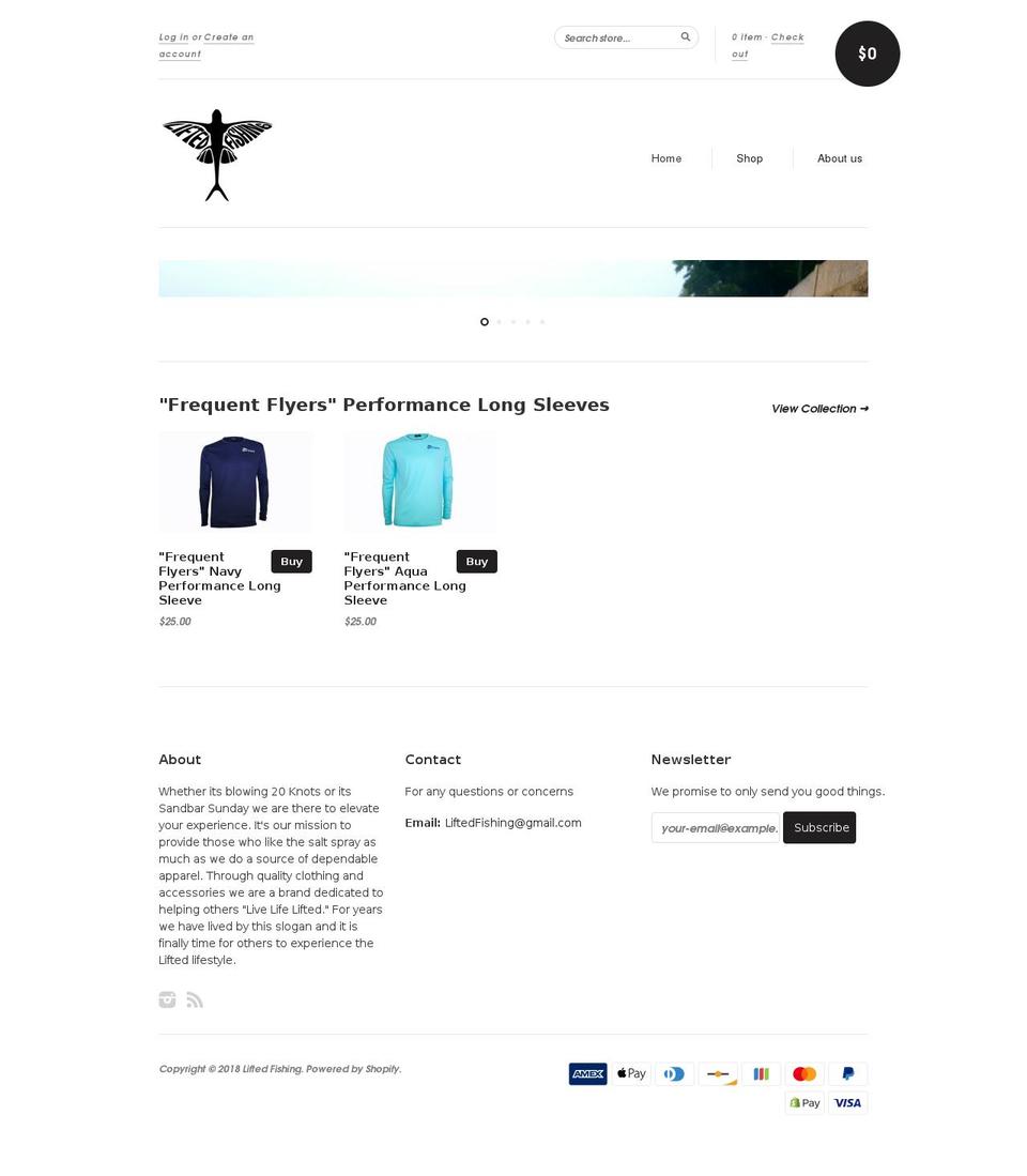liftedfishing.com — Shopify storefront screenshot