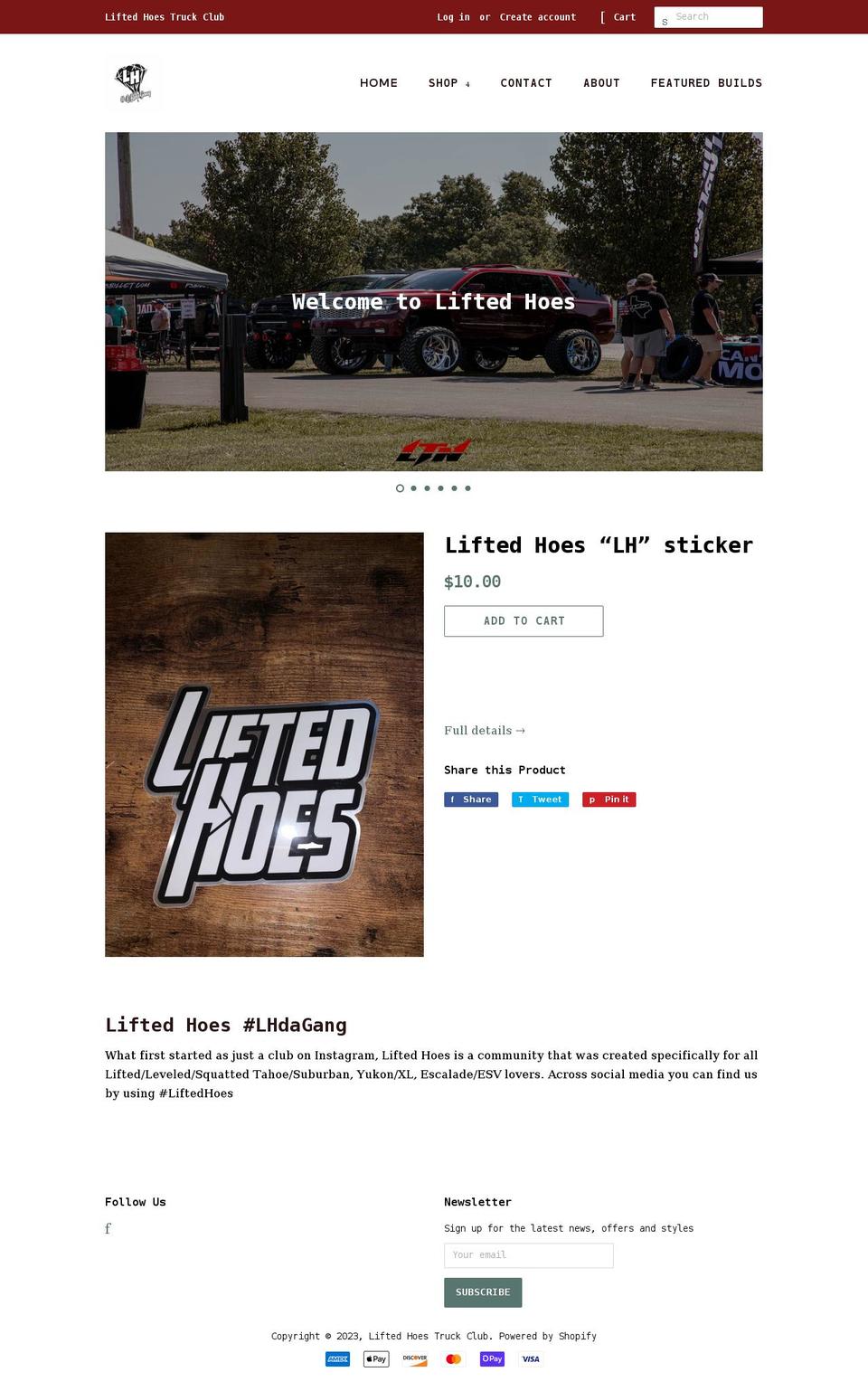 liftedhoes.com shopify website screenshot