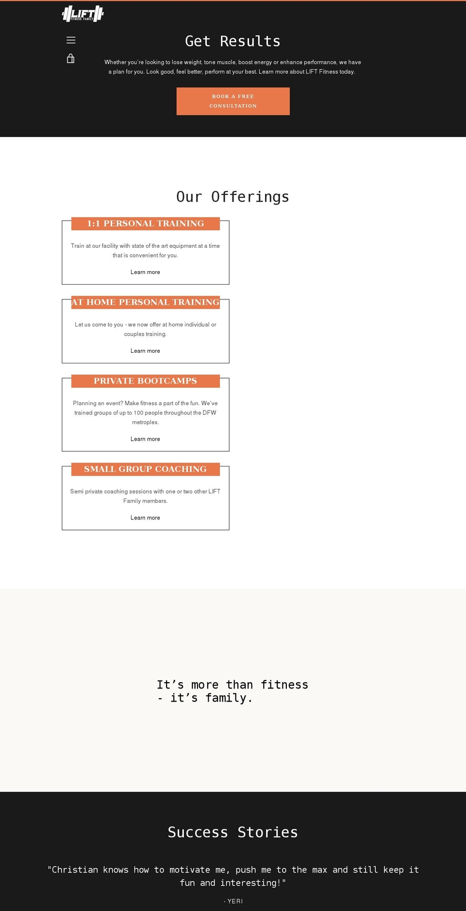 liftfamily.com shopify website screenshot