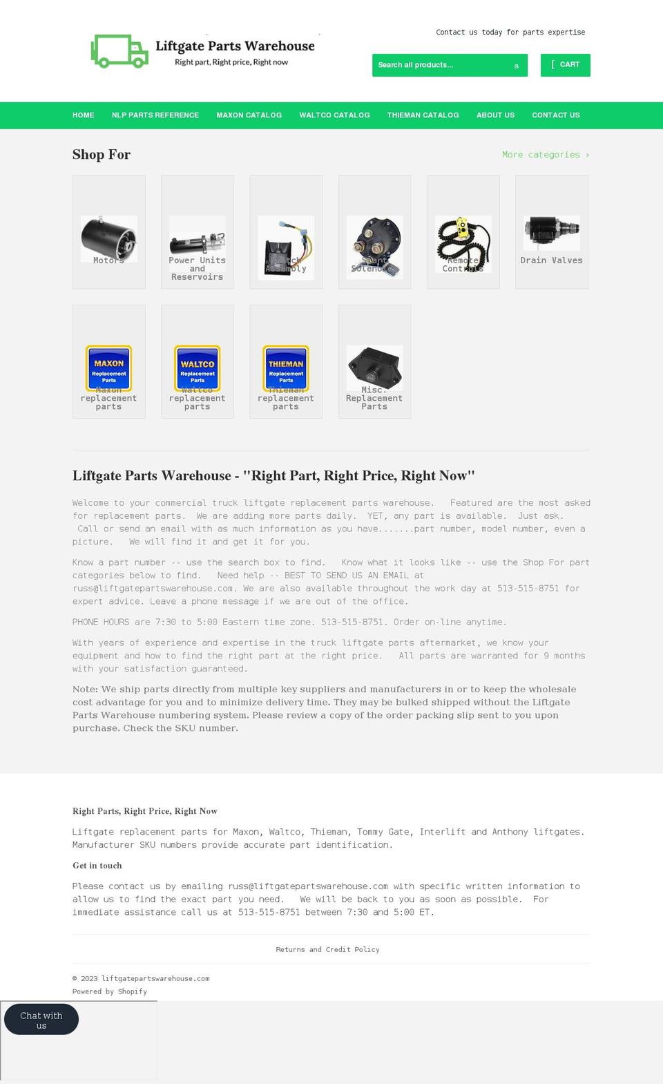 liftgatepartswarehouse.com — Shopify storefront screenshot