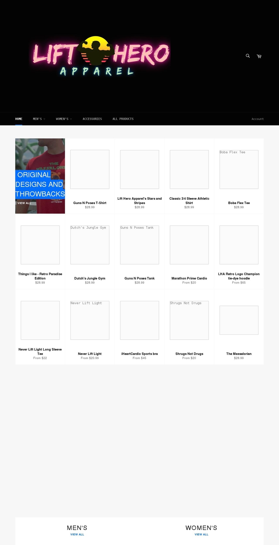 liftheroapparel.com shopify website screenshot