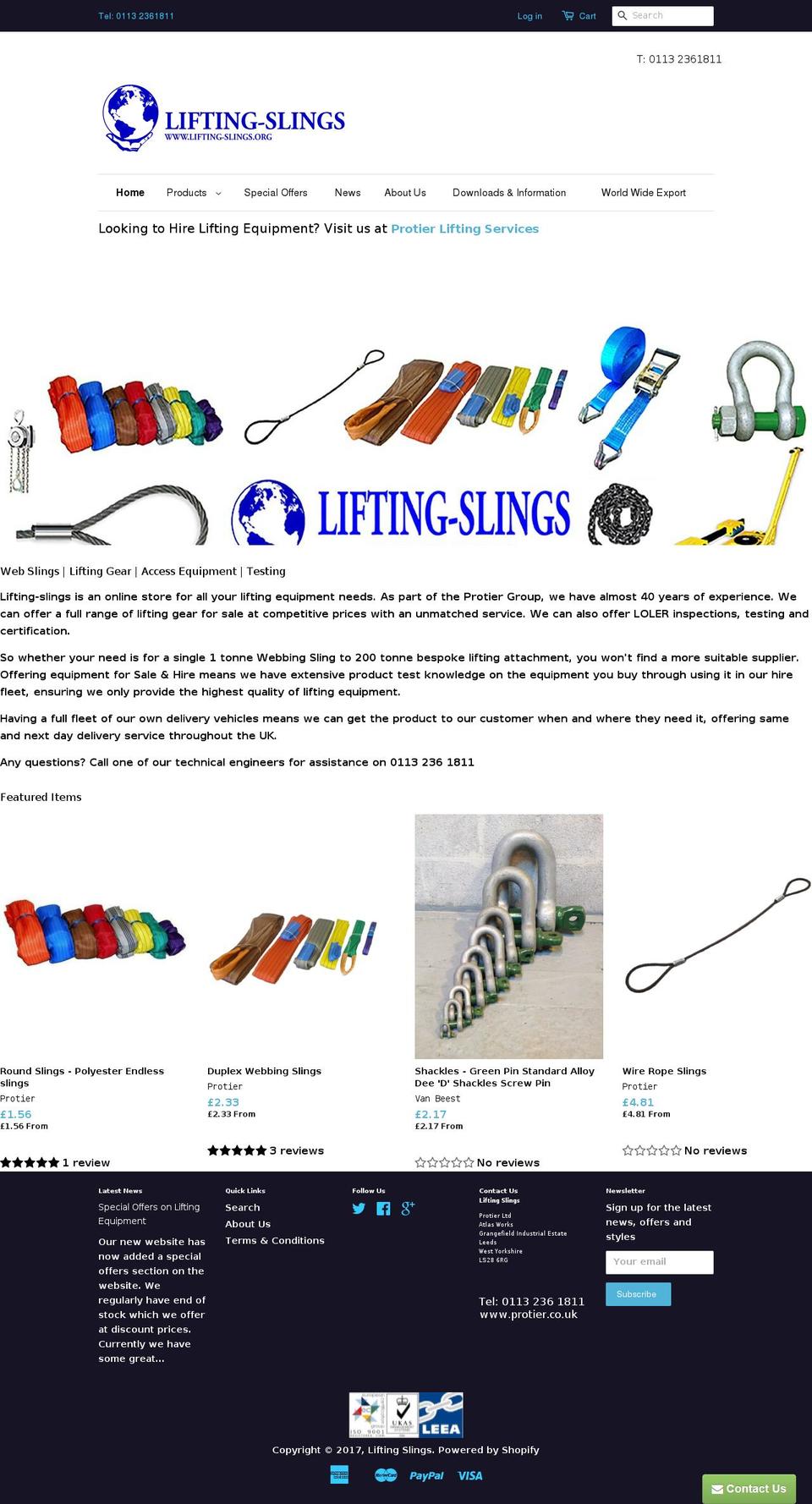 lifting-slings.org shopify website screenshot