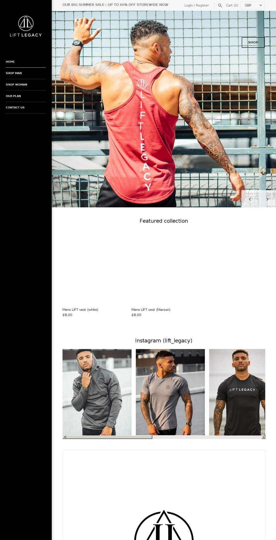 liftlegacy.com shopify website screenshot