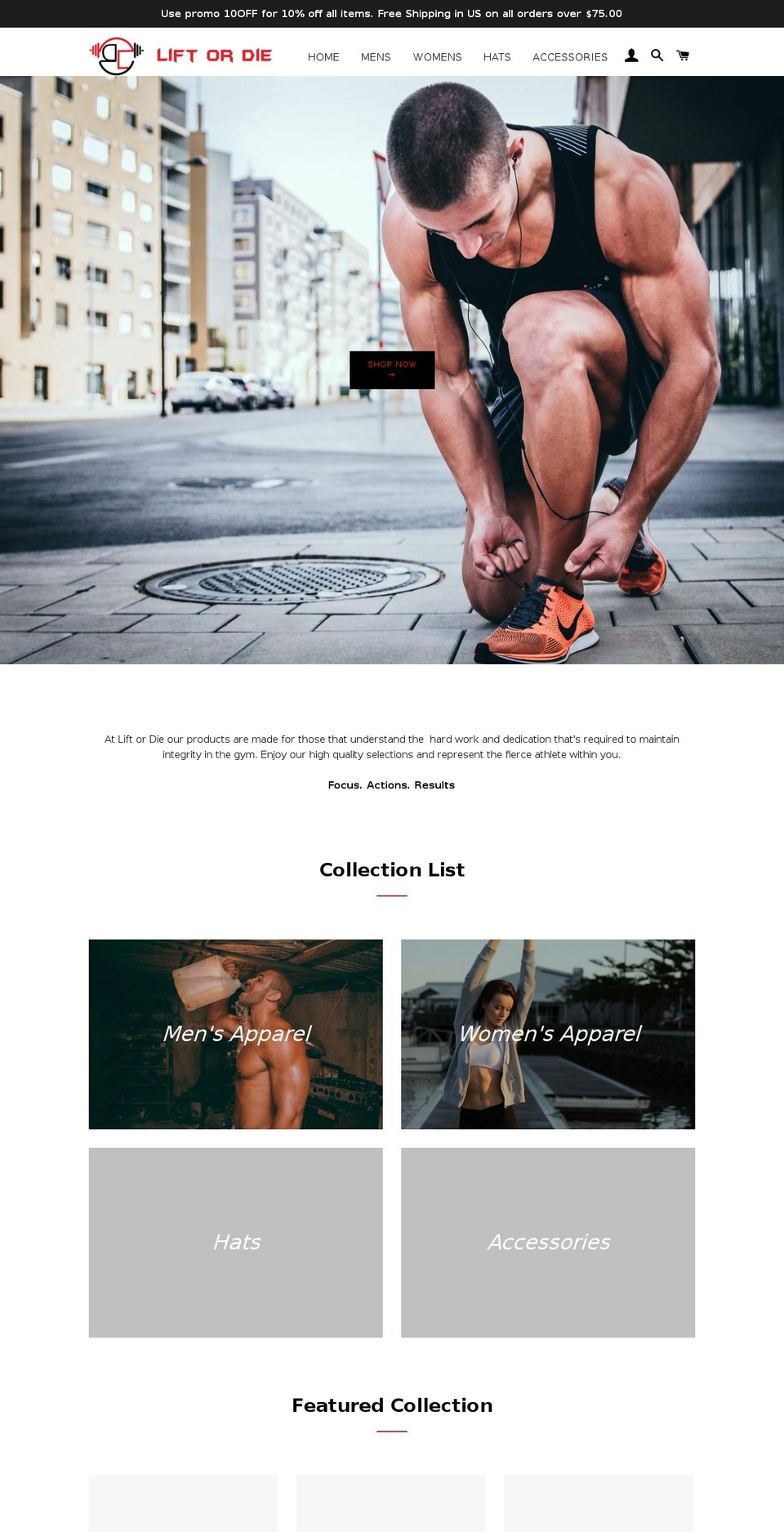 liftordieinc.com shopify website screenshot