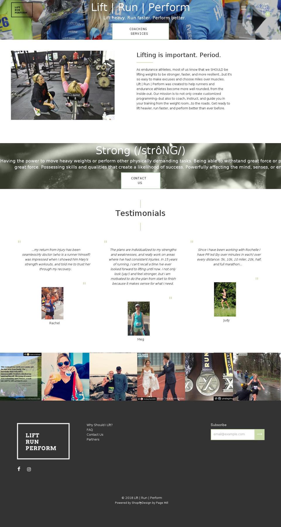 liftrunperform.com shopify website screenshot