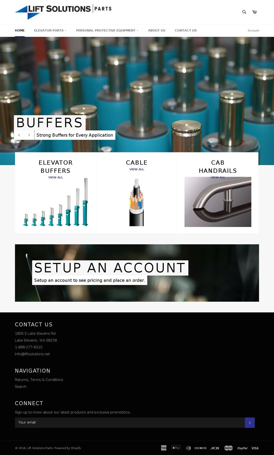 liftsolutionsparts.net shopify website screenshot