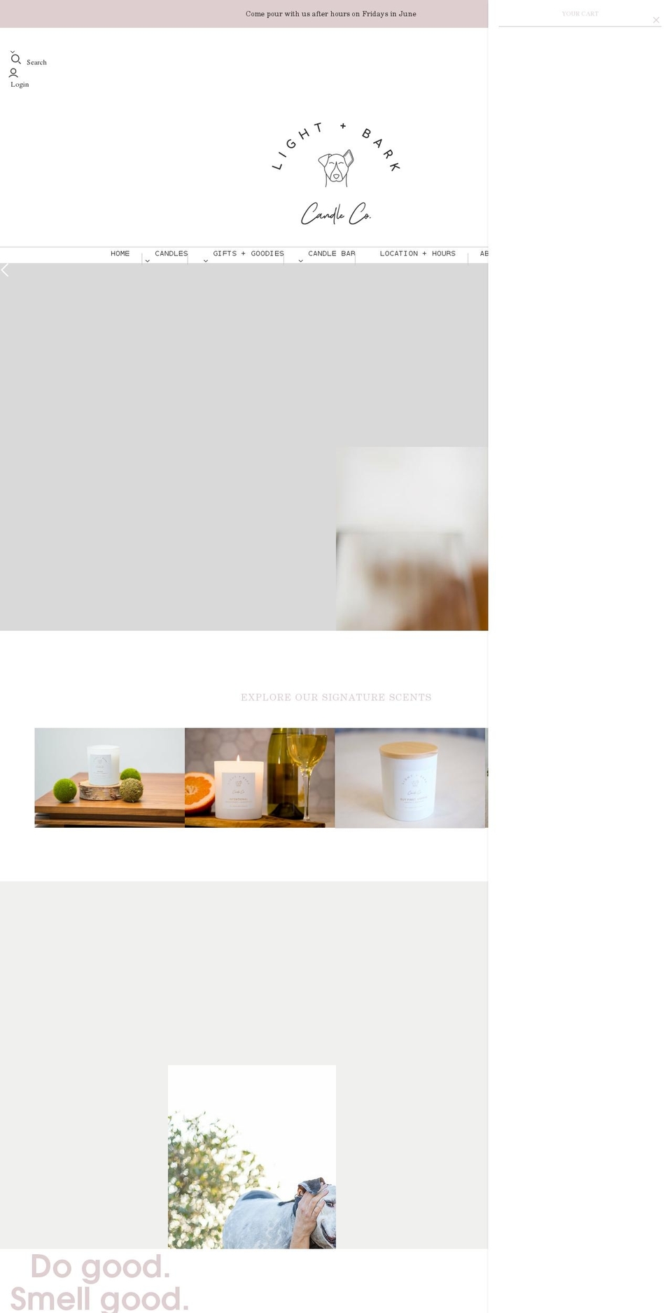 lightandbark.com shopify website screenshot