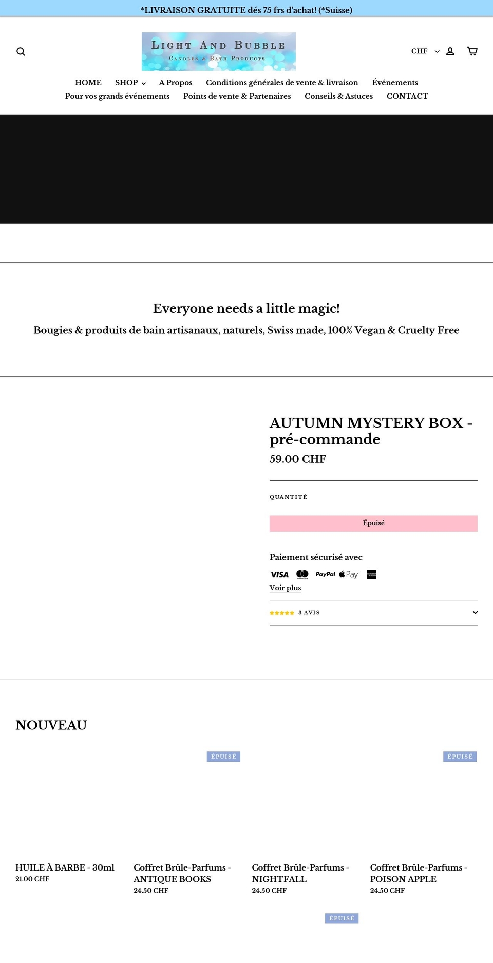 lightandbubble.com — Shopify storefront screenshot