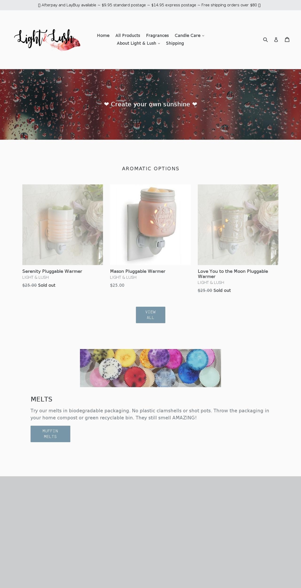 lightandlush.com — Shopify storefront screenshot