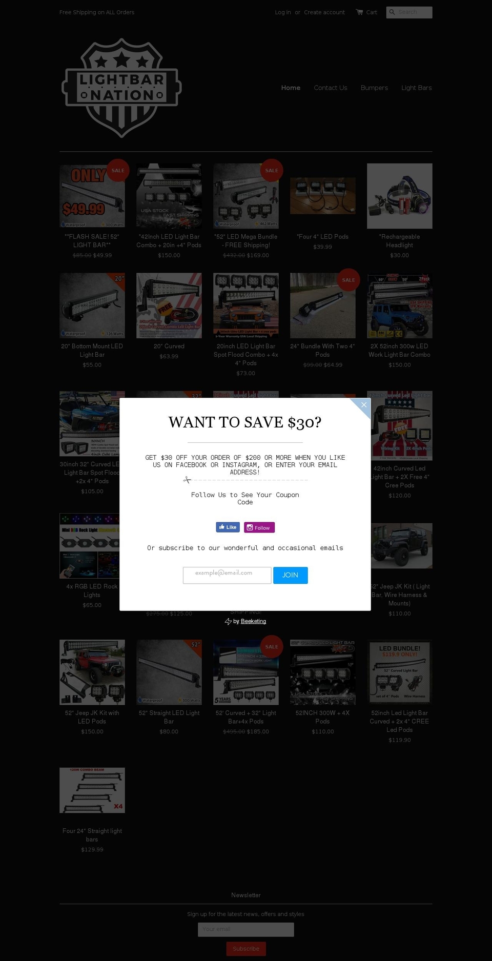 lightbarnation.com — Shopify storefront screenshot
