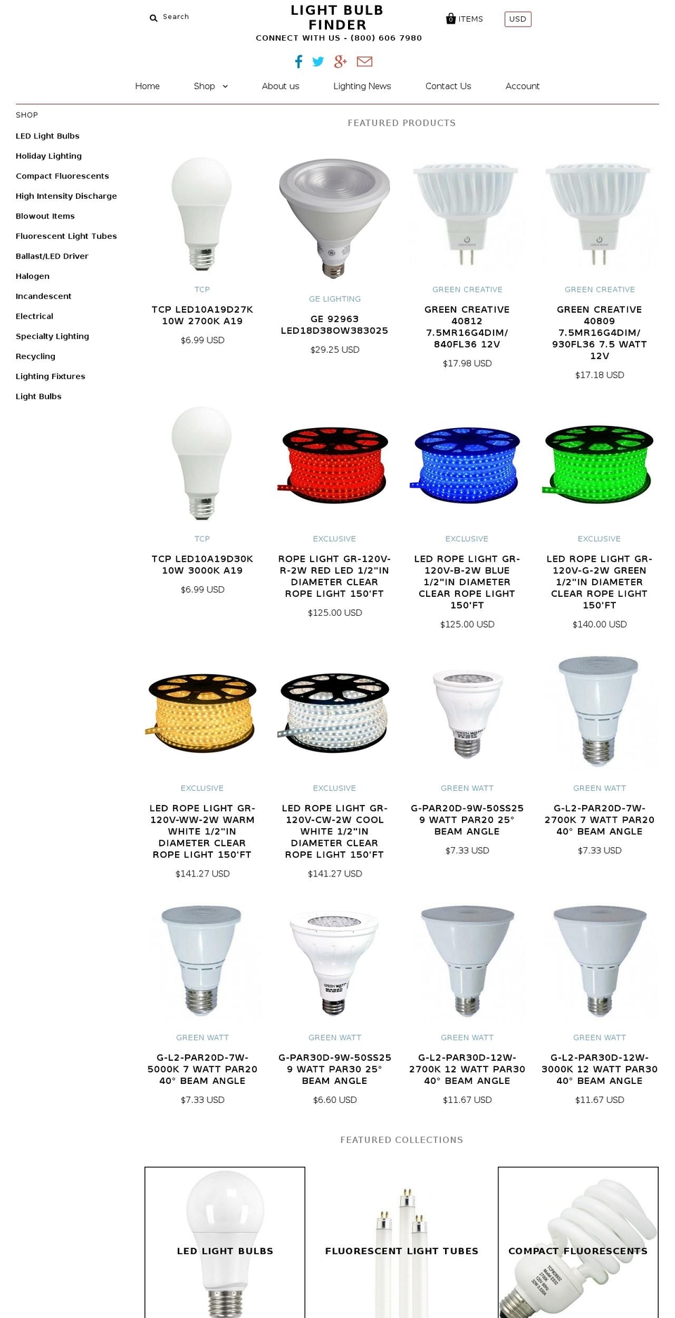 lightbulbfinder.com shopify website screenshot