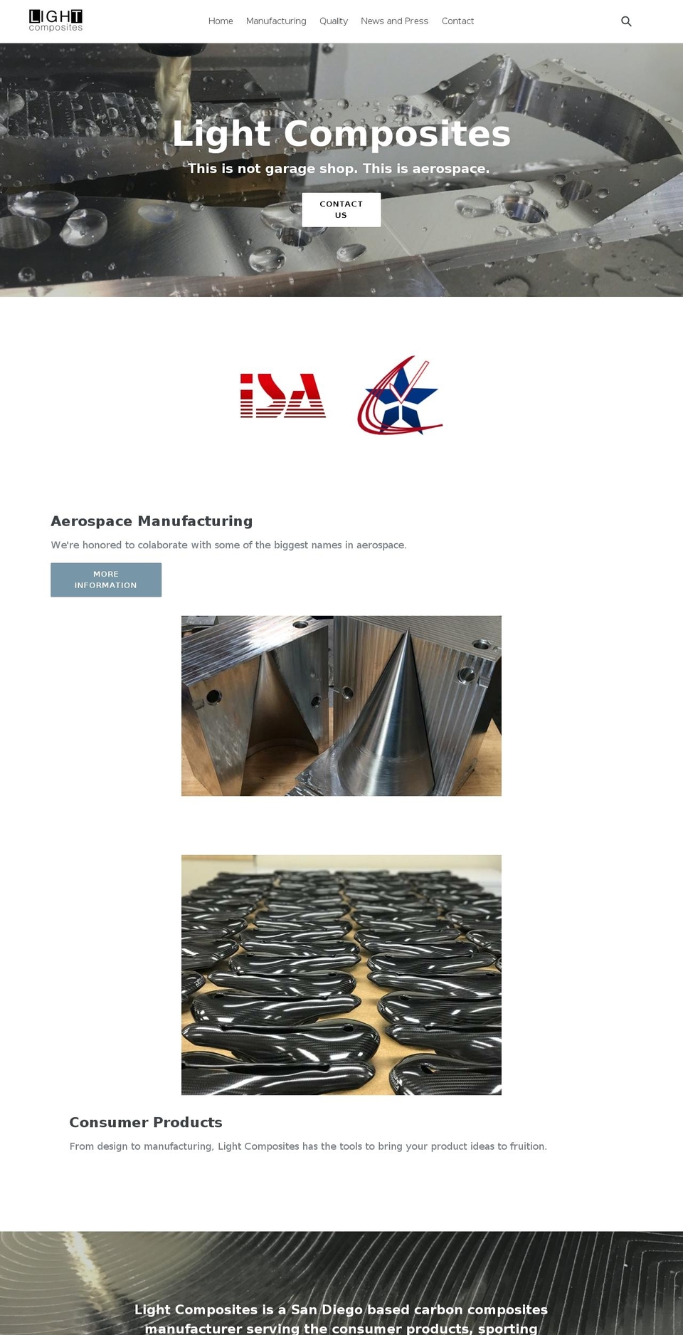 lightcomposites.net shopify website screenshot